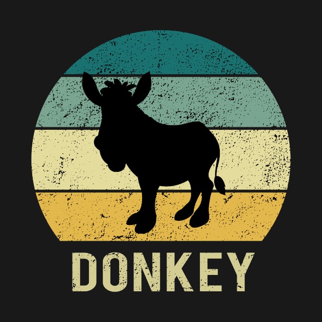 Donkey At Vintage Sunset A Gift For Donkey Lovers by MerchAndrey