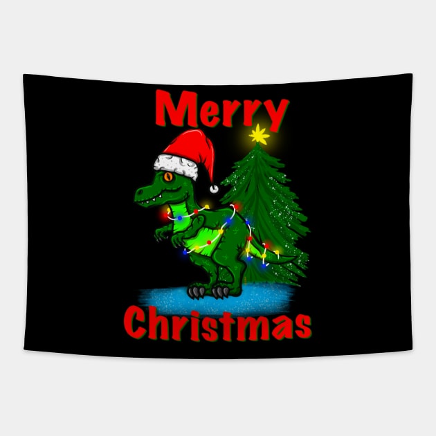 T. rex Christmas Tapestry by Chillateez 