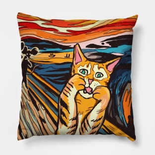 Cat Scream Munch Pillow