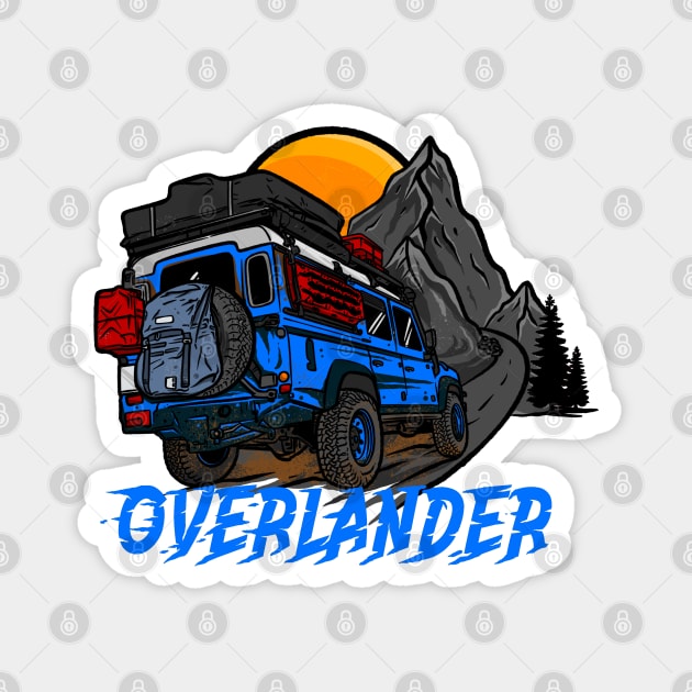 Blue Land Rover Defender Adventure Seeker Magnet by 4x4 Sketch