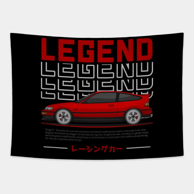 Midnight Racer Red CRX JDM Tapestry by GoldenTuners