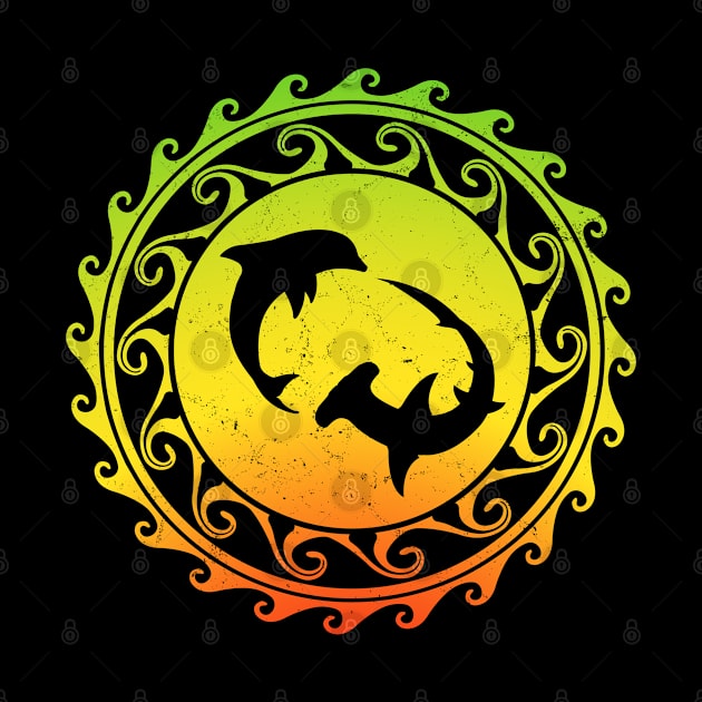 Hammerhead shark and Dolphin Caribbean Pride Design by NicGrayTees