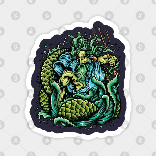 Poseidon Greek God Lord Of The Sea Magnet by meowstudio