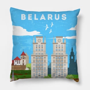 Minsk, Belarus.Retro travel poster Pillow