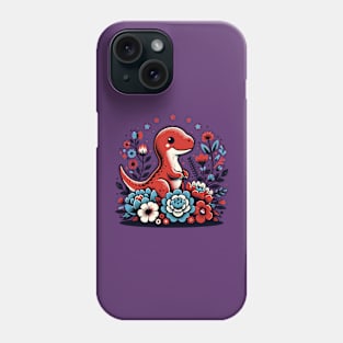 Cute dinosaur with flowers Phone Case