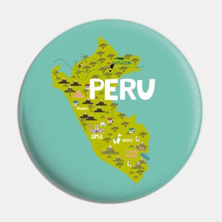 Peru Illustrated Map Pin