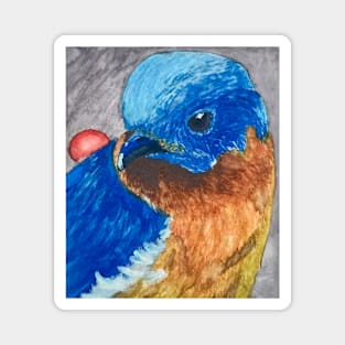 Blue Bird Watercolor Painting Magnet