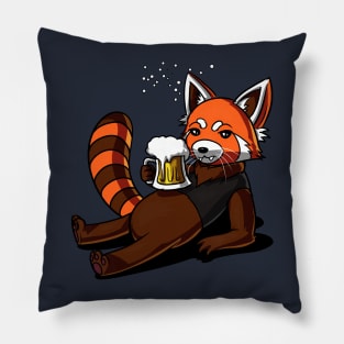 Funny Red Panda Bear Beer Drinking Party Pillow