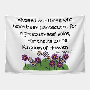 Beatitudes Matthew 5:10 Dark Letters Tapestry