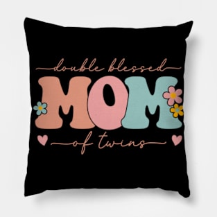 Groovy Double Blessed Mom Of Twins Pillow