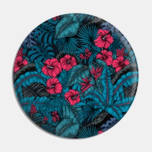 Tropical garden in blue and red Pin