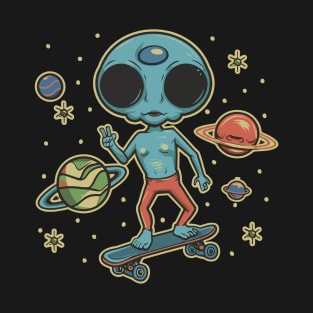 Alien Skateboard Space Punk T-Shirt