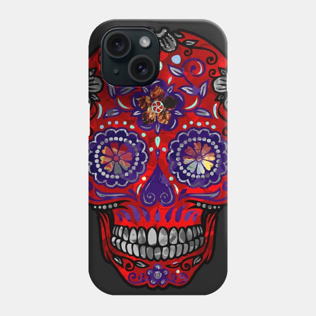 Funny Mexican Sugar Skull red Phone Case by EDDArt