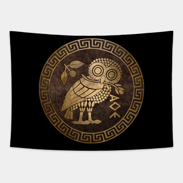 Athens Ancient Greece Athenian Owl Symbol of Goddess Athena Tapestry by AgemaApparel