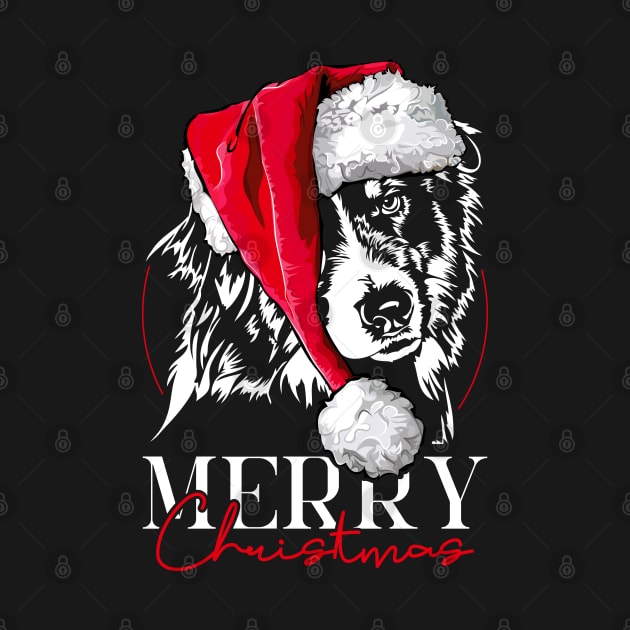 Santa Australian Shepherd Merry Christmas dog Aussie mom gift by wilsigns