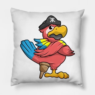 Parrot as Pirate with Wooden leg and Pirate hat Pillow