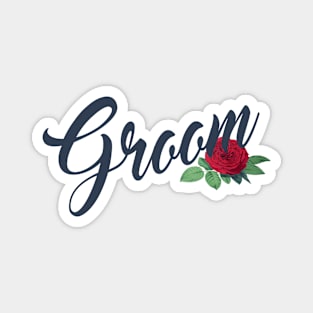 Elegant Groom Floral Wedding Calligraphy Magnet