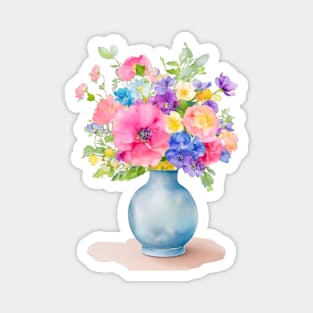 Vase of watercolor flowers Magnet