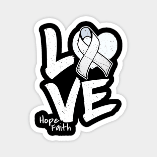 Love And Support Lung Cancer Awareness Gift White Ribbon Product Magnet