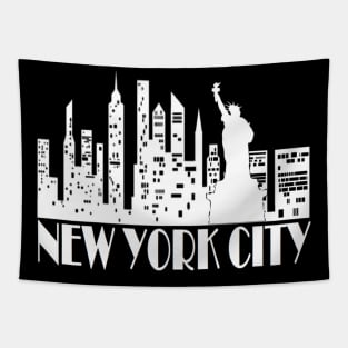 New York City Skyline - WHITE Tapestry