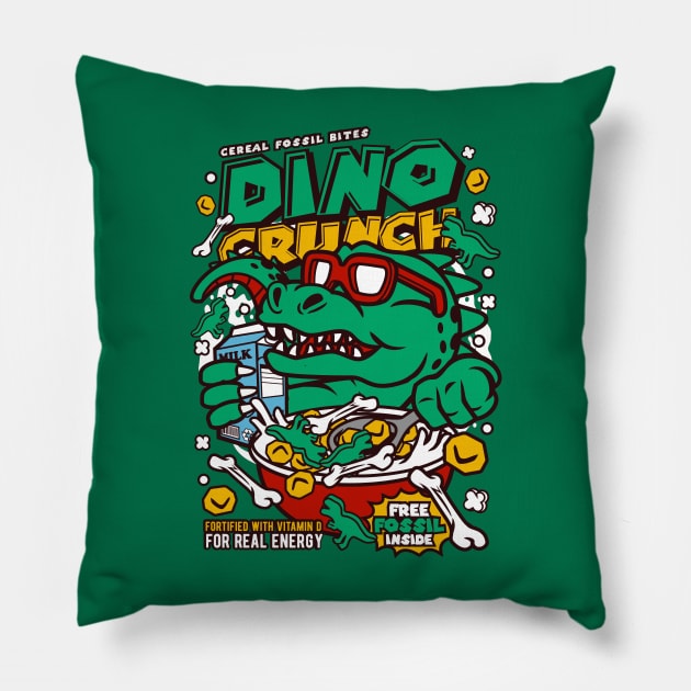 Retro Cartoon Cereal Box // Dino Crunch // Funny Vintage Breakfast Cereal Pillow by SLAG_Creative