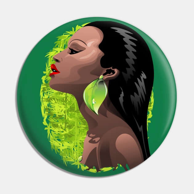 Woman African Beauty and Bamboo Pin by BluedarkArt