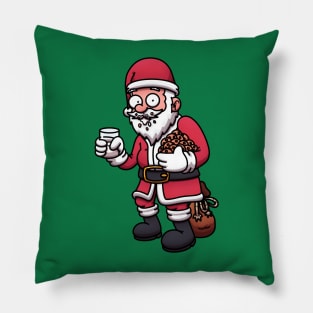 Santa Claus Getting Caught Eating Cookies And Drinking Milk Pillow