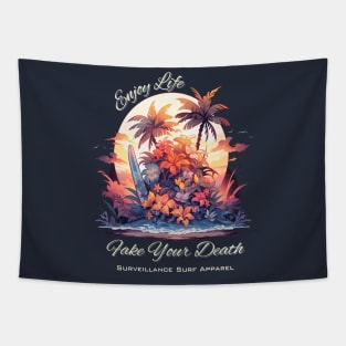 Fake Your Death Surfboard and Flowers Tapestry