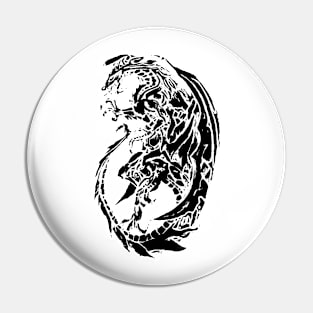 Dragon - Black & White Tribal Pin