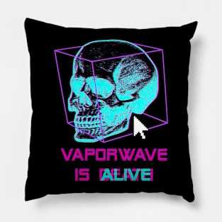 Vaporwave Skull Cyberpunk Style Retro Pillow