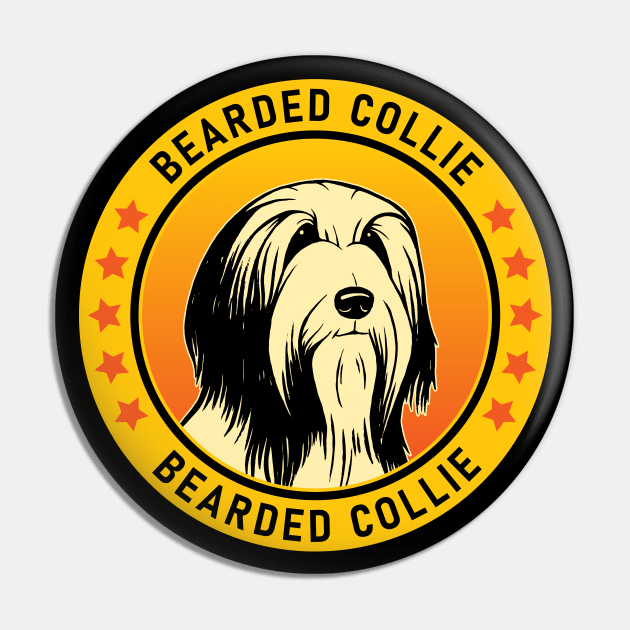 Bearded Collie Dog Portrait Pin by millersye