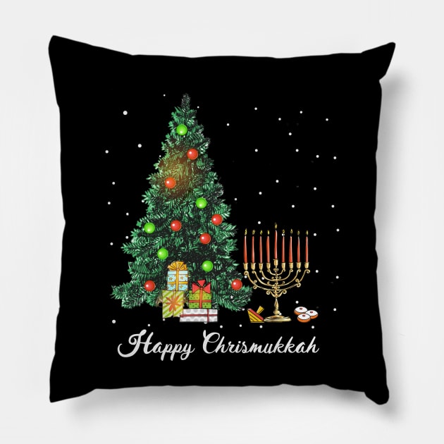 Happy Chrismukkah Funny Hanukkah and Christmas Pillow by TeeSky