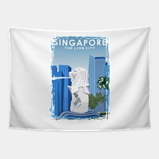 Singapore Lion City Travel Poster Art Print Tapestry