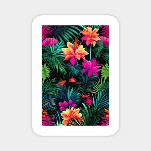 Neon tropical flowers pattern Magnet