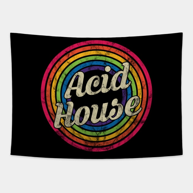 Acid House - Retro Rainbow Faded-Style Tapestry by MaydenArt