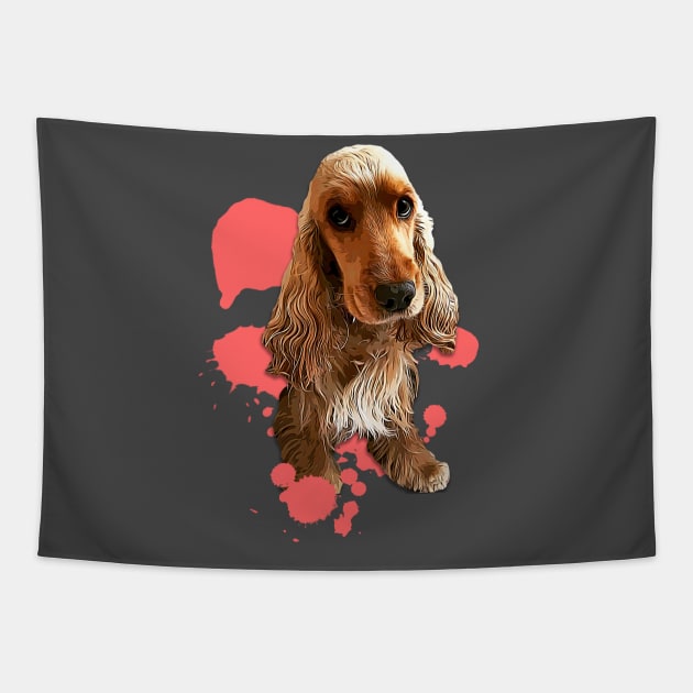 Cocker Spaniel Color Splash Tapestry by Elarex