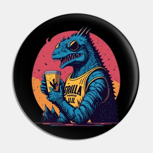 Retro Godzilla Pin