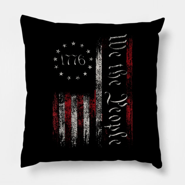 Vintage Old American Flag Patriotic 1776 We The People USA Pillow by Saboia Alves