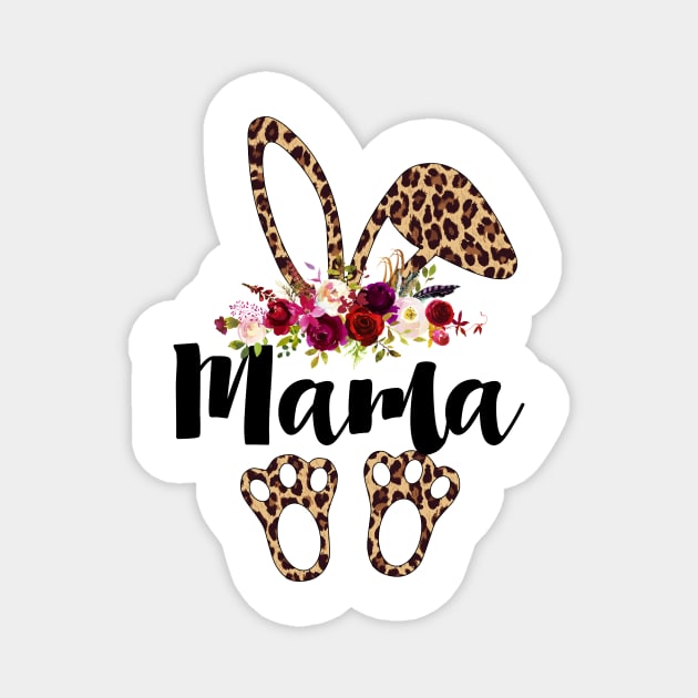 Mama Bunny Leopard Print Floral Matching Family Easter Mom Shirt Magnet by WoowyStore