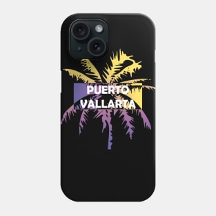 Puerto Vallarta Mexico Neon Tropics Vacation Palm Trees Phone Case