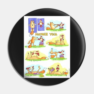 Fox and Chicken Partner Yoga Pin