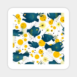 Angler fish - blue/yellow Magnet