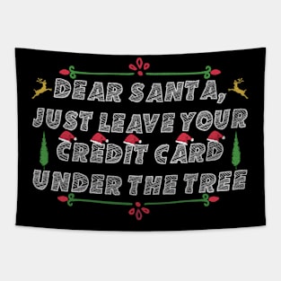 Whimsical Christmas Wishes: Santa's Credit Card Christmas -Christmas Wish List: Santa's Card Under the Tree Tapestry