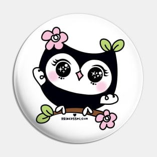 cute kawaii owl art on the tree branch Pin