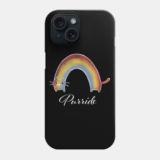 Rainbow cat purride black Phone Case