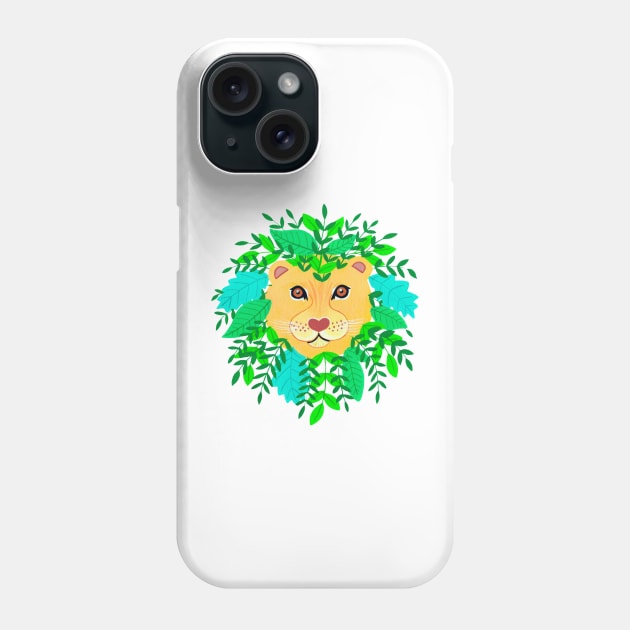 botanical gouache painted lion Phone Case by NashTheArtist