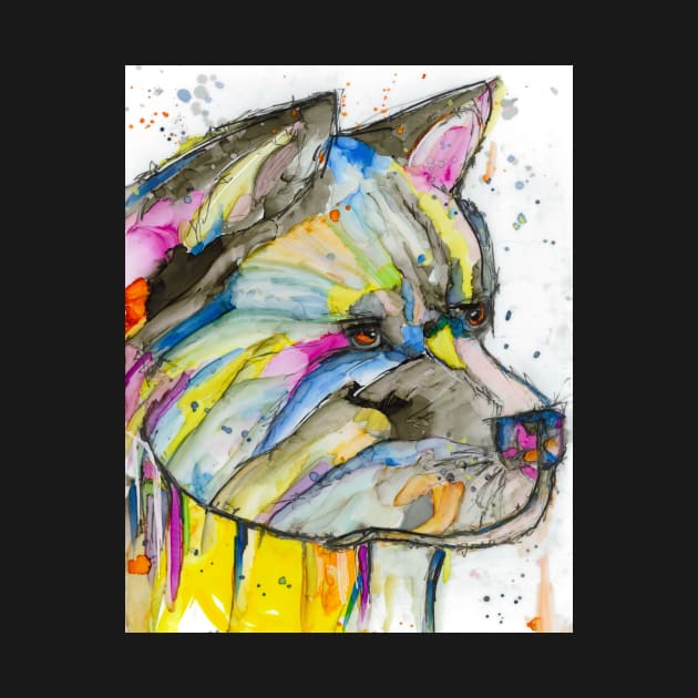 Colorful Akita dog by atep