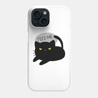 Cute Cat Design Feed Me | Kawaii Black Cat Illustration | Cat Lover Gift | By Atelier Serakara Phone Case