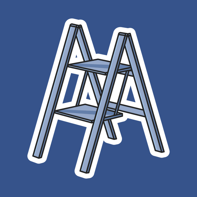 Working Metal Stepladder Sticker vector illustration. Interior objects icon concept. Step ladders for domestic and construction needs sticker design icon logo. by AlviStudio