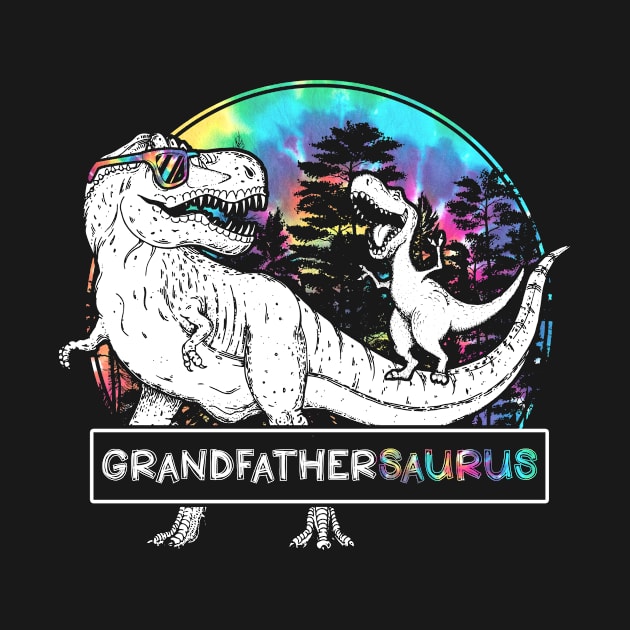 Grandfather Saurus Funny Dino Tie Dye Bandana Father's Day by for shop